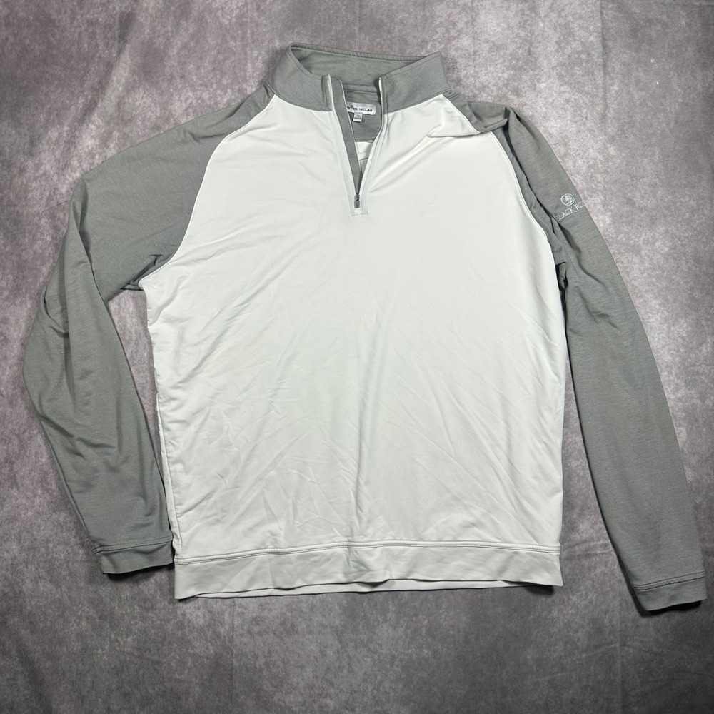 Peter Millar Men XL Quarter Zip Pullover Gray White Black Rock Country Club Golf